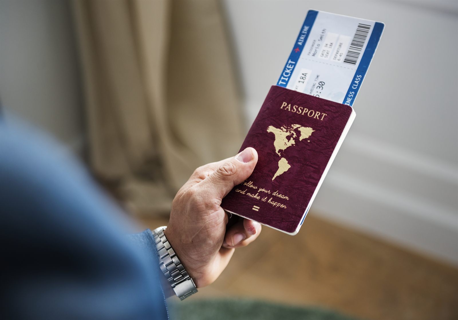 Donor passport and boarding pass before travel to the US